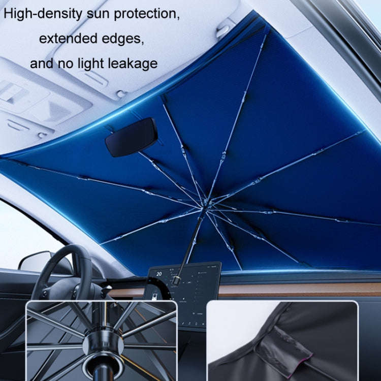 120x65cm Car Front Gear Opening Style Insulated Sun Protection Parasol(Blue Base Cloth)