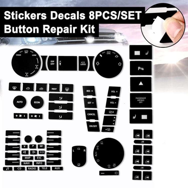 For 2005-2010 Volkswagen Touareg/Passat Steering Wheel Window AC Switch Button Repair Sticker(8pc...