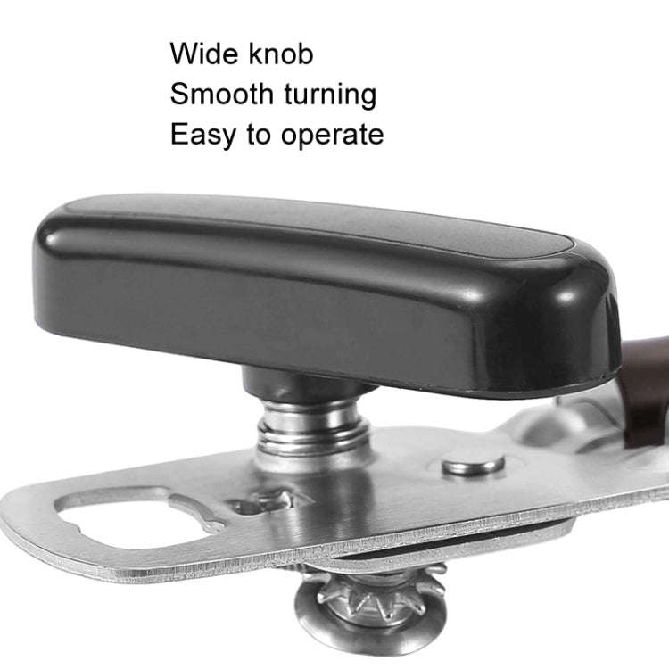 Stainless Steel Can Opener Multifunctional Kitchen Bottle Opener, Style: Wood Handle