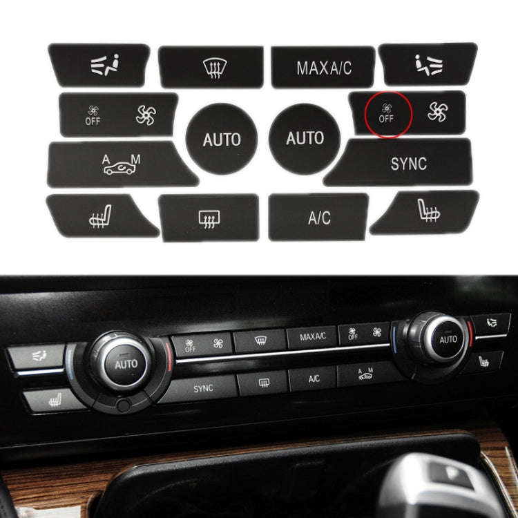 For BMW 5 Series/7 Series/X5/C6/F10/F01/F15 Air Conditioning Button Repair Sticker, Style: B 14pc...