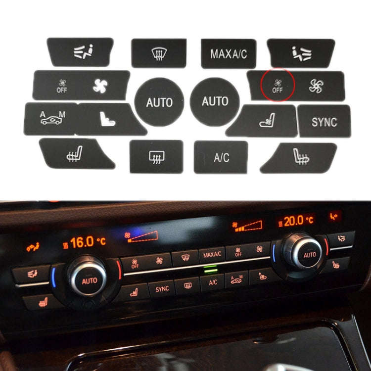 For BMW 5 Series/7 Series/X5/C6/F10/F01/F15 Air Conditioning Button Repair Sticker, Style: C 16pc...