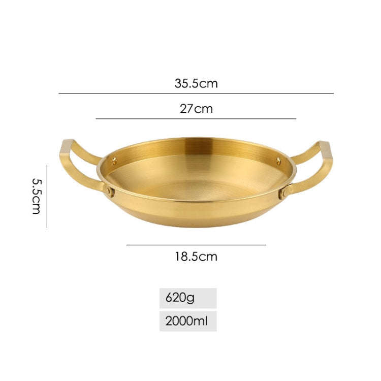 Thickened Stainless Steel Double Ears Pan Seafood Rice Pan Fried Chicken Tray, Size: 26cm Golden