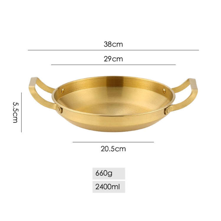 Thickened Stainless Steel Double Ears Pan Seafood Rice Pan Fried Chicken Tray, Size: 28cm Golden