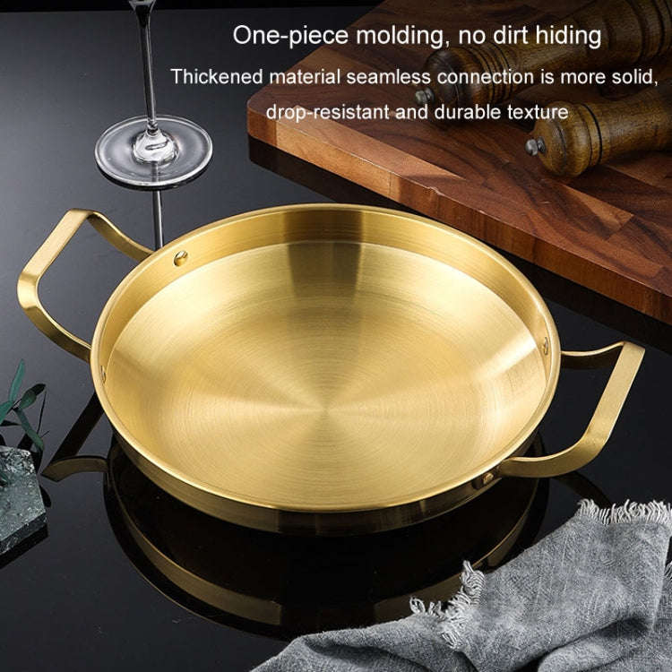 Thickened Stainless Steel Double Ears Pan Seafood Rice Pan Fried Chicken Tray, Size: 24cm Silver