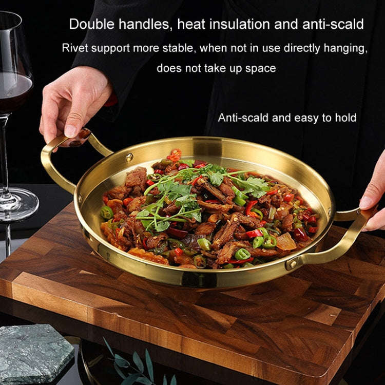 Thickened Stainless Steel Double Ears Pan Seafood Rice Pan Fried Chicken Tray, Size: 26cm Golden