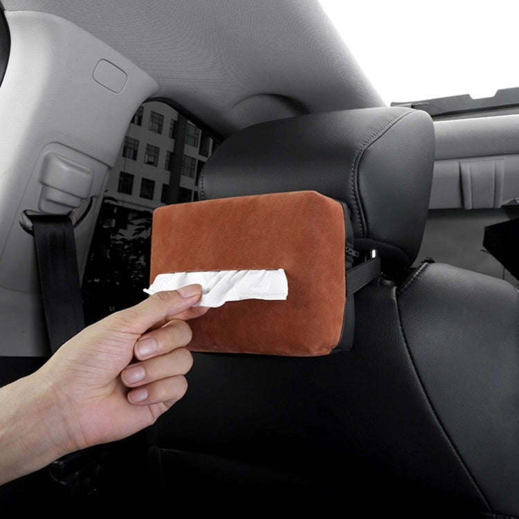 Auto Tissue Box Cover Car Center Console Armrest Box Tissue Holder(Brown)