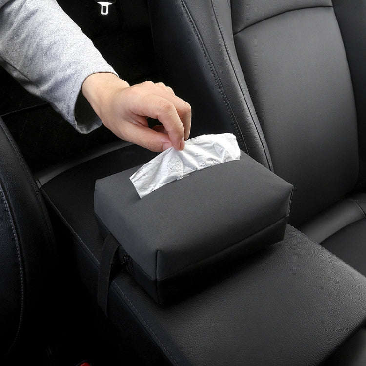 Auto Tissue Box Cover Car Center Console Armrest Box Tissue Holder(Brown)