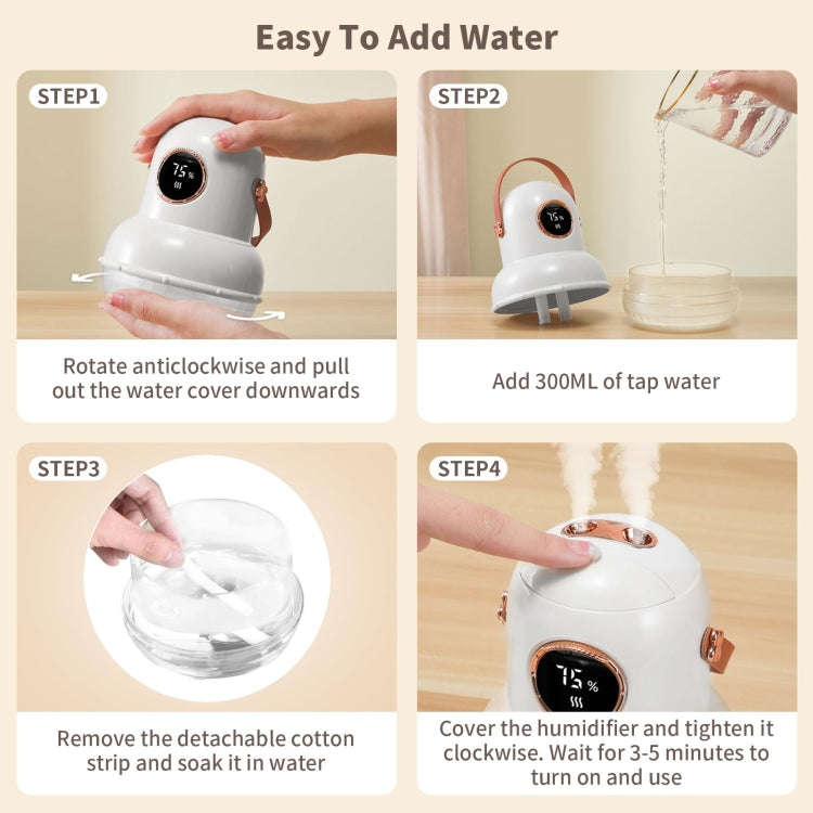ICARER FAMILY IF-JS01 USB Charging Desktop Night Light Dual-spray Humidifier, Color: Beige (Digital)