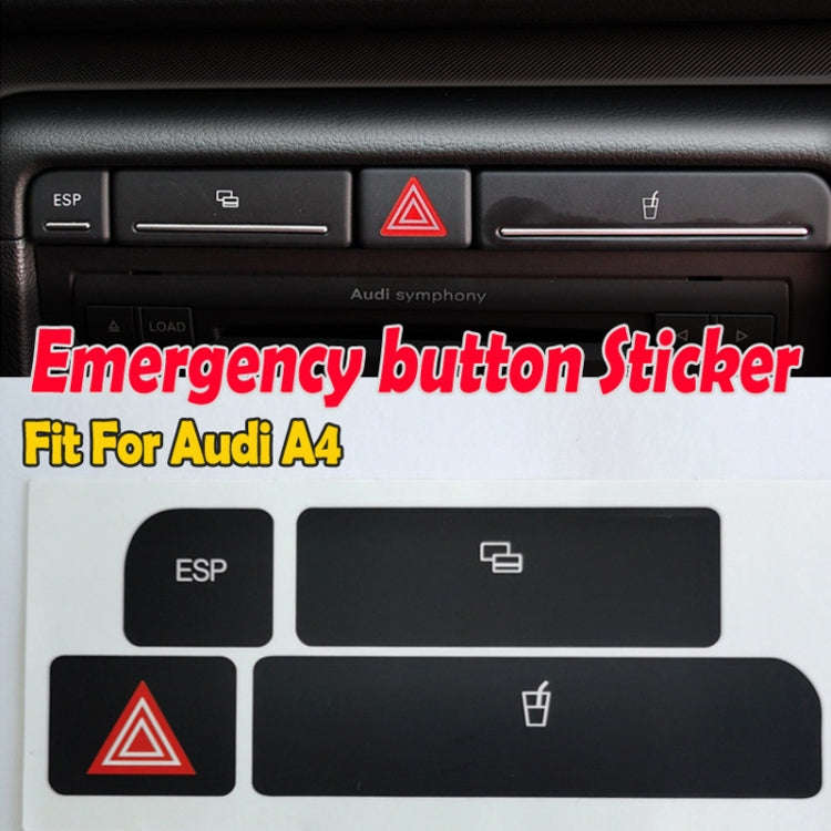For Audi A4 Emergency/Double Flash Button Cup Holder Button Repair Sticker, Left-Hand Drive Only(...