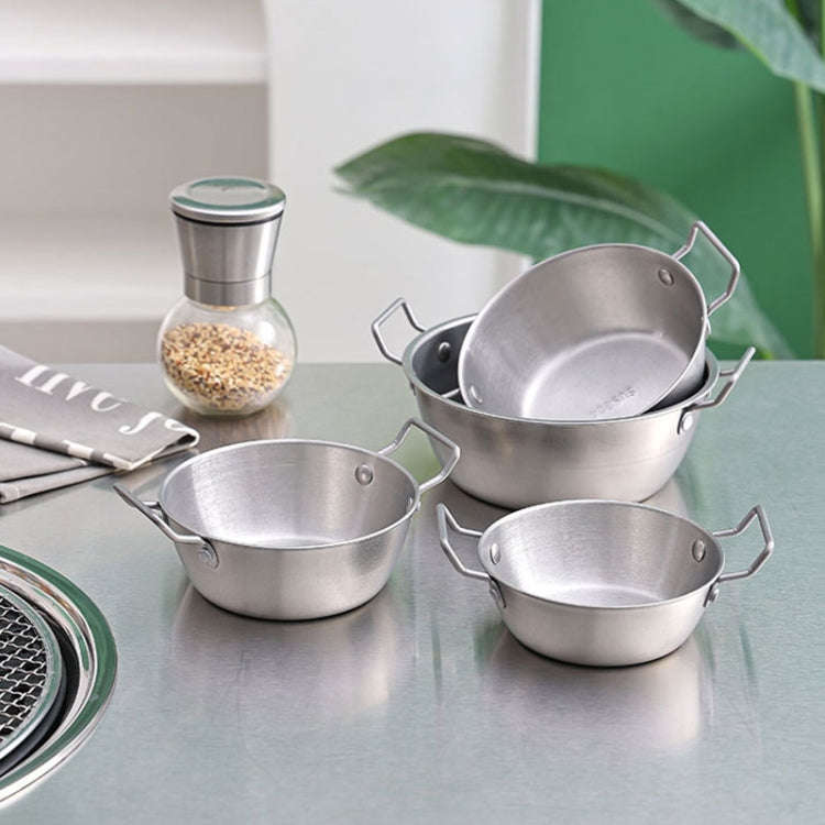 13cm 304 Stainless Steel Thickened Double Ear Soup Bowl Snack Bowl Fried Chicken Bowl(Silver)