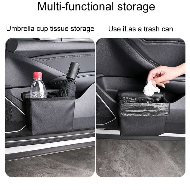 Car Folding Trash Can Multifunctional Seatback Hanging Storage Box(Black)