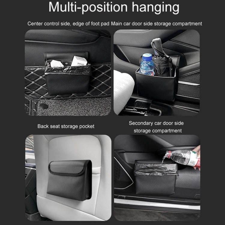 Car Folding Trash Can Multifunctional Seatback Hanging Storage Box(Black)