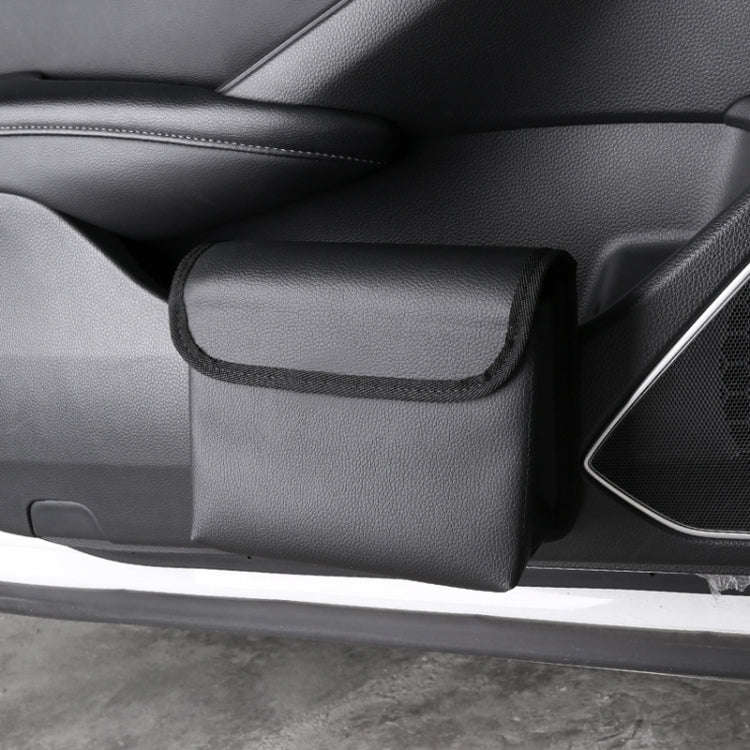 Car Folding Trash Can Multifunctional Seatback Hanging Storage Box(Black)