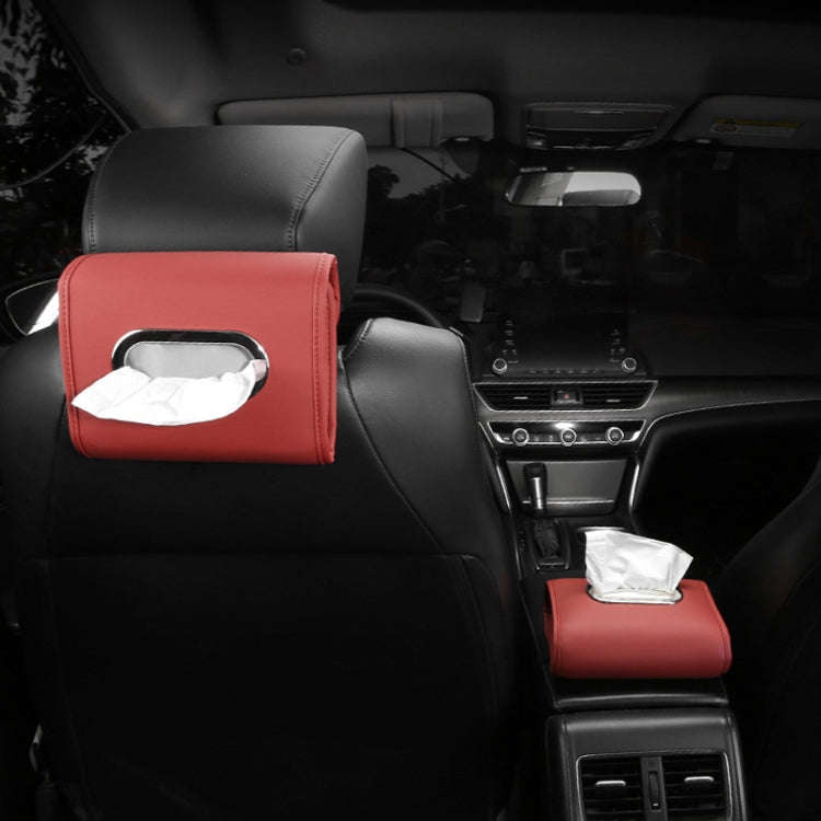 Auto Armrest Tissue Box Car Seat Back Hanging Napkin Pack Cover(Wine Red)