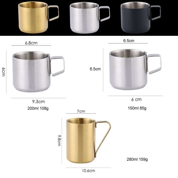 150ml 304 Stainless Steel Double Layer Insulated Mug Children Drop-proof Water Cup Coffee Mug(Black)