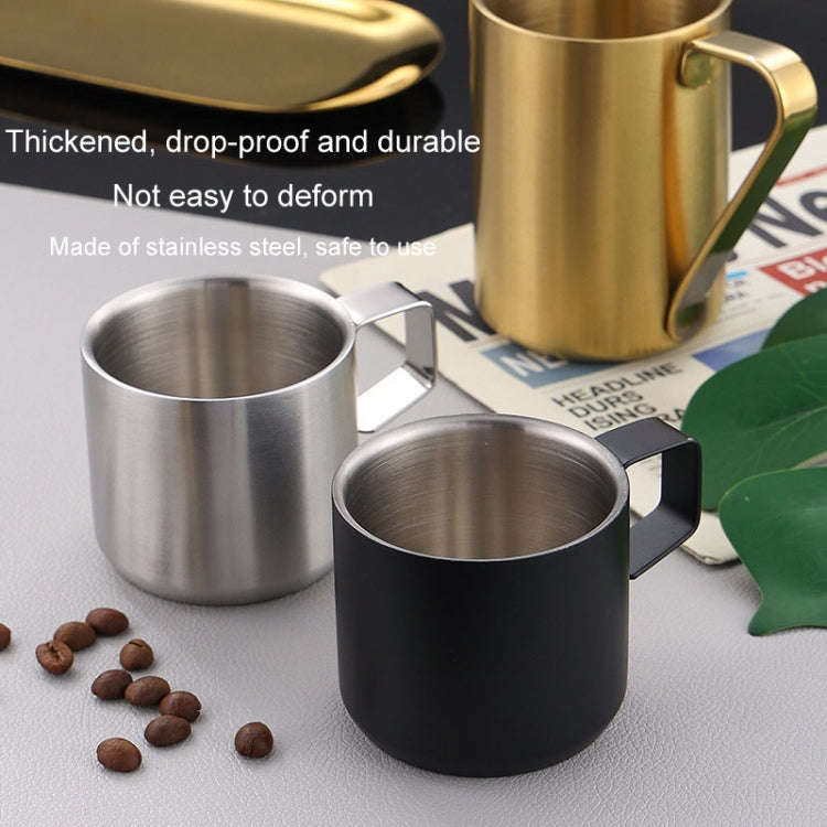 200ml 304 Stainless Steel Double Layer Insulated Mug Children Drop-proof Water Cup Coffee Mug(Black)