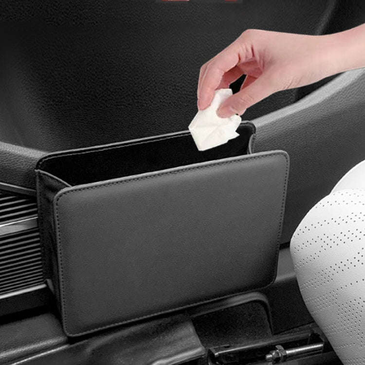 Car Folding Trash Can Multifunctional Seatback Hanging Storage Box(Wine Red)