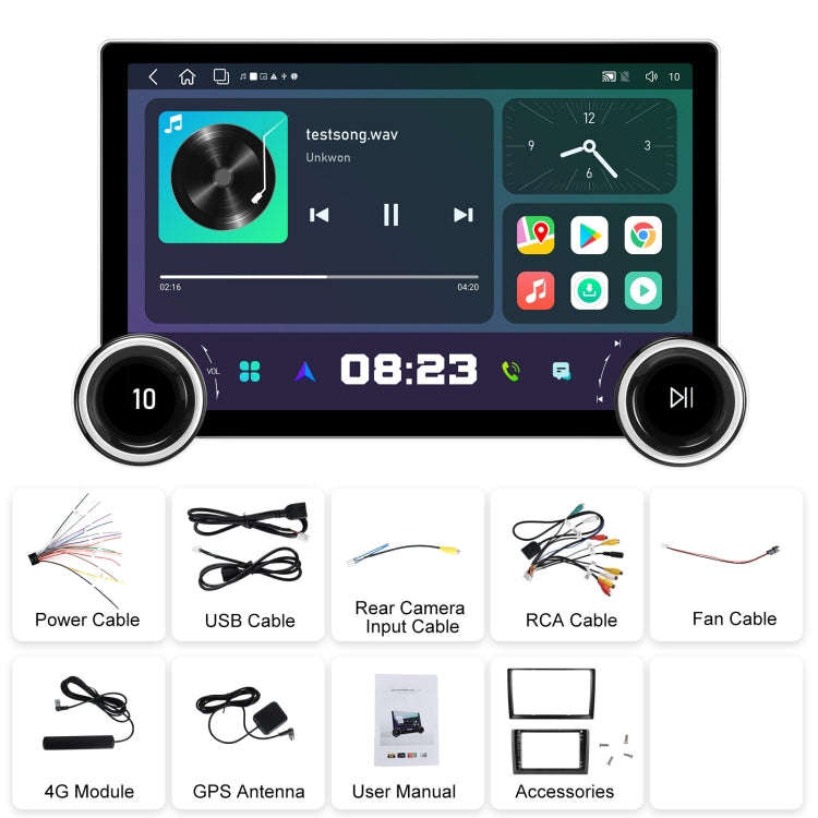 11.8 Inch 4+64G Dual Knob Player Android Large Screen Navigation Wireless CarPlay Reversing Image...