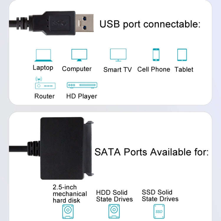 SATA To USB3.0 Easy Drive Cable 2.5 Inch SSD Solid State Drive Universal Connection Cable Convert...