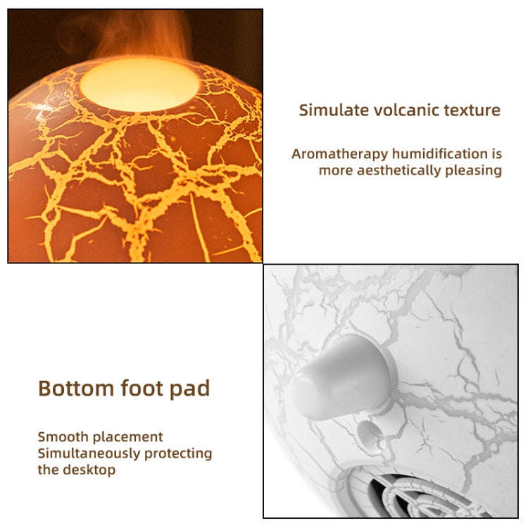 D612 USB Plug-in Colorful Gradient Atmosphere Light Flame Crack Aromatherapy Humidifier(White)