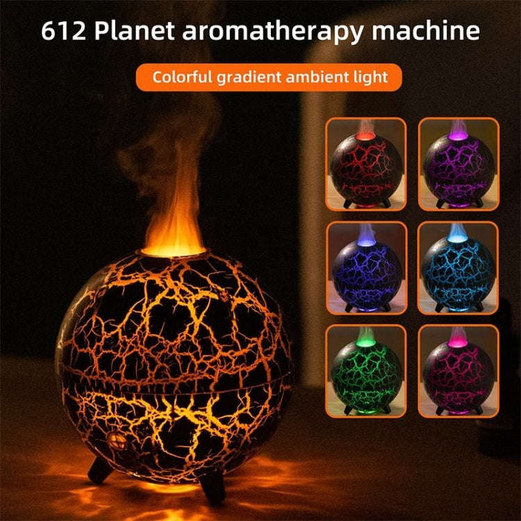 D612 USB Plug-in Colorful Gradient Atmosphere Light Flame Crack Aromatherapy Humidifier(Black)