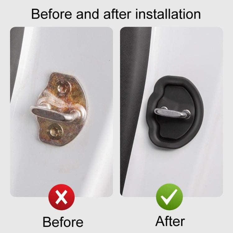 4pcs / Set For Tesla Model 3/Y Door Latch Cover Silent Shock Absorption Locking Clip(Black)