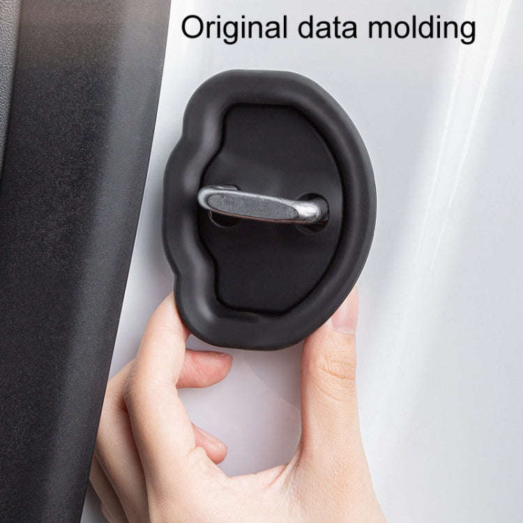 4pcs / Set For Tesla Model 3/Y Door Latch Cover Silent Shock Absorption Locking Clip(Black)