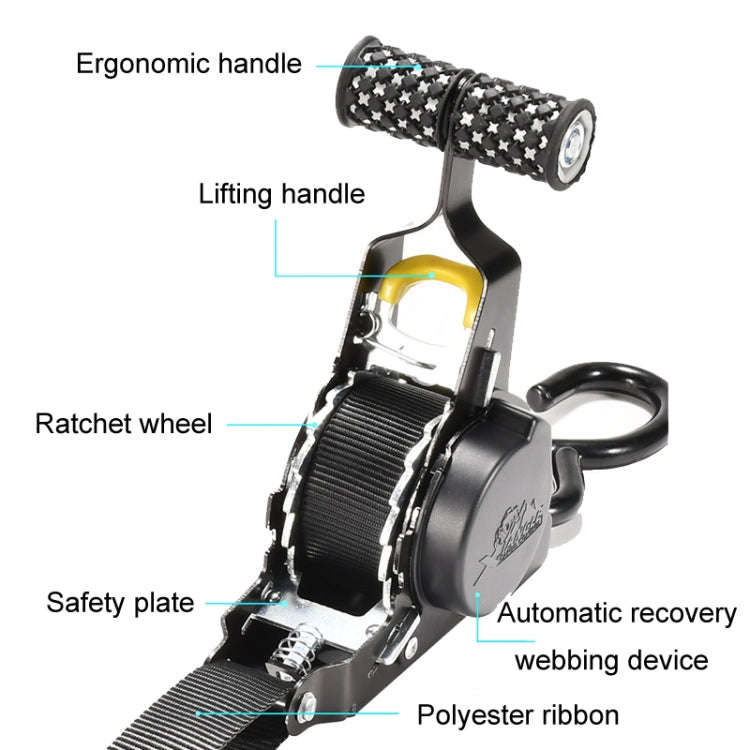 Auto Retract Tensioner Automobile And Motorcycle Cargo Fixing Straps(White)