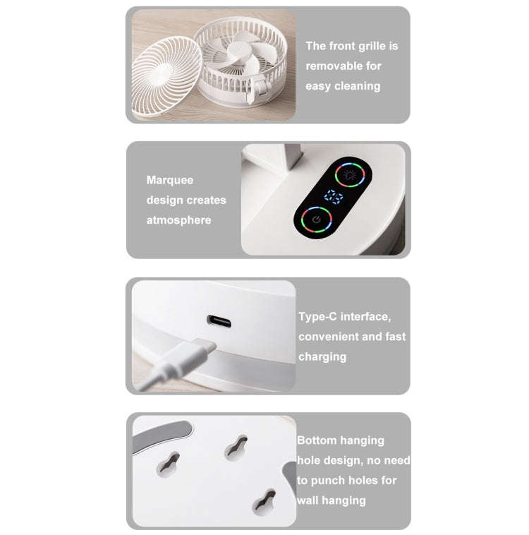 F200 Foldable Remote Control Wall-mounted Fan LED Light Desktop Rotating Fan, Color: Regular Model