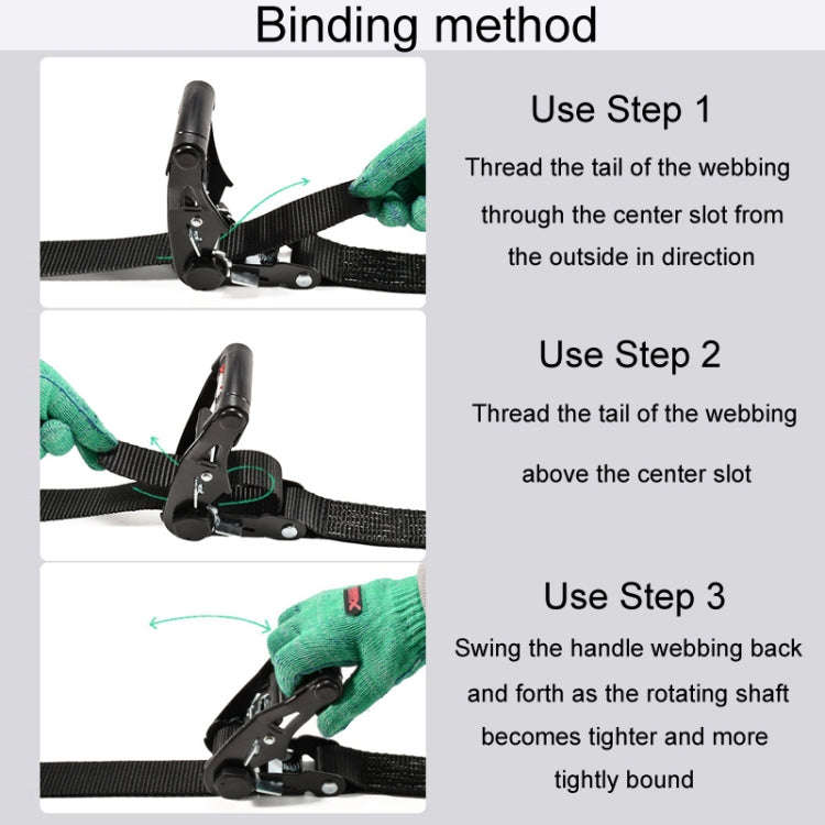Motorcycle Ratchet Tensioner Cargo Bundling And Luggage Fixing Straps, Length: 2m