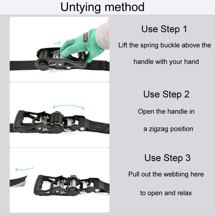 Motorcycle Ratchet Tensioner Cargo Bundling And Luggage Fixing Straps, Length: 3m