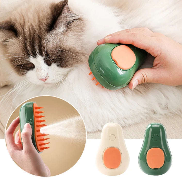 Pet Spray Steamy Brush Cat Dog Grooming Massage Comb(Avocado White)