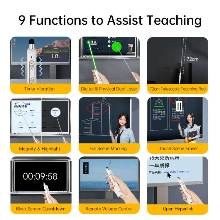 ASING A31 Multi-Functional Presentation Remote With Telescopic Teaching Rod Designed For Touch Sc...