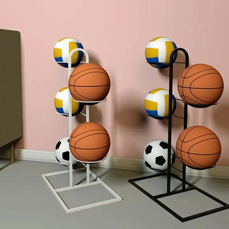 5 Layers Basketball Storage Rack Volleyball Stand Holder(White)