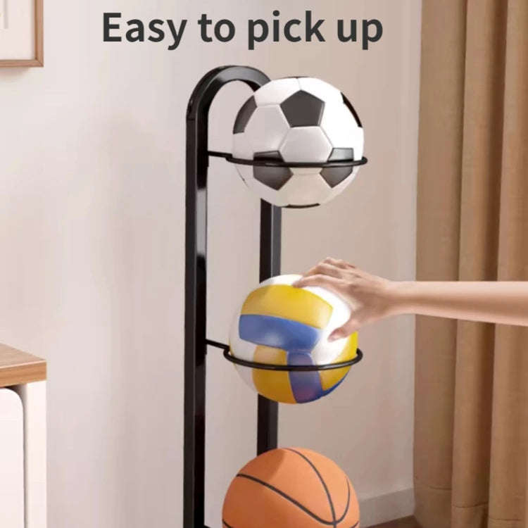 5 Layers Basketball Storage Rack Volleyball Stand Holder(White)