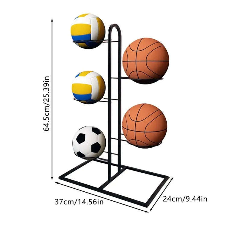 5 Layers Basketball Storage Rack Volleyball Stand Holder(White)