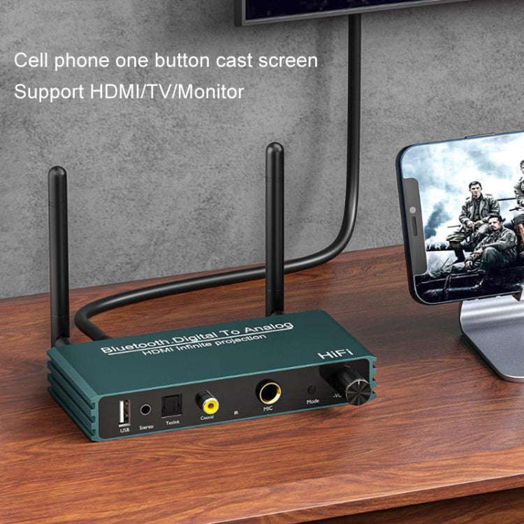 Bluetooth 5.0 Receiver Digital Optical Coaxial To Analog Microphone HD HDMI Wireless Screen Thrower