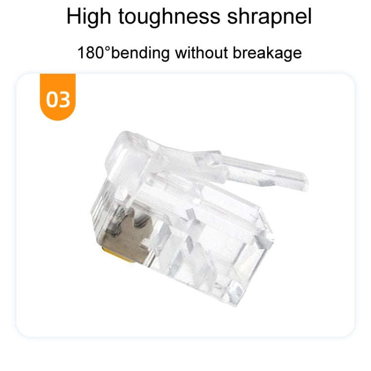 1000pcs /Pack 2-Pronged Gold-Plated 4P4C Telephone Crystal Heads 4 Core Handset RJ9 Cable Connector