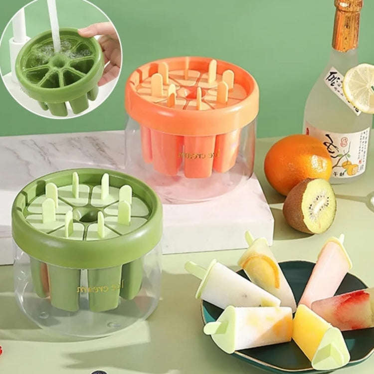 Homemade Popsicle Molds 8 Grid Ice Popsicle Maker With Ice Storage Bin(Orange)