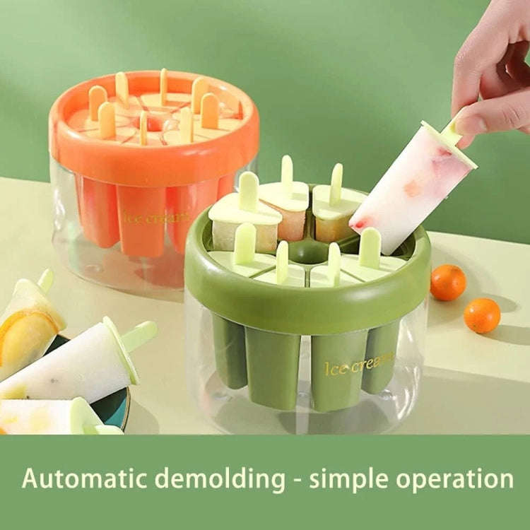 Homemade Popsicle Molds 8 Grid Ice Popsicle Maker With Ice Storage Bin(Orange)