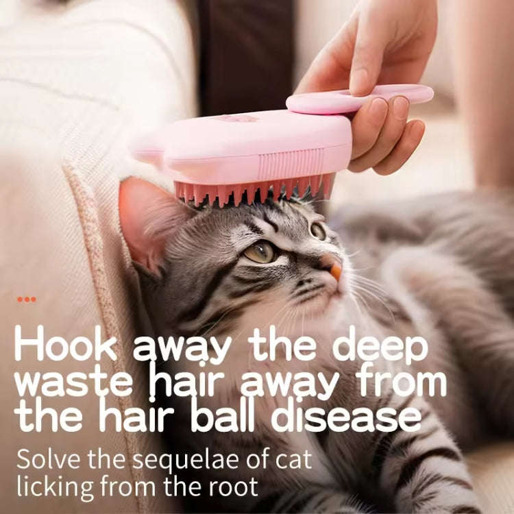 Pet Electrical Spray Massage Comb Hair Removal Cleaning Grooming Brush(Cat Rotating Handle White)