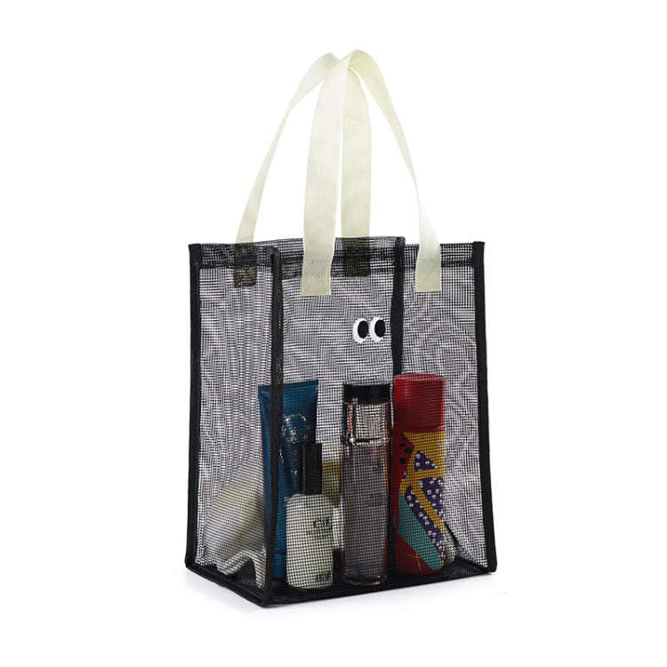 Mesh Portable Beach Bag with Cute Eyes Swimming Toiletry Storage Packet(Black)