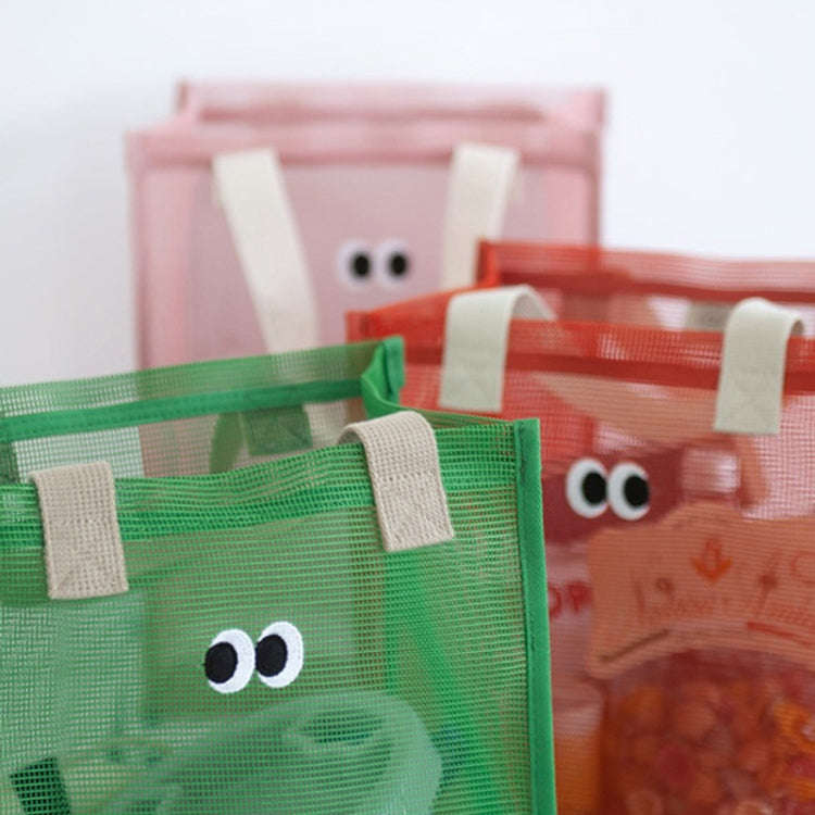 Mesh Portable Beach Bag with Cute Eyes Swimming Toiletry Storage Packet(Green)