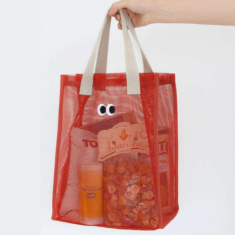 Mesh Portable Beach Bag with Cute Eyes Swimming Toiletry Storage Packet(Black)