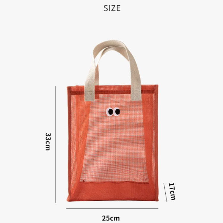 Mesh Portable Beach Bag with Cute Eyes Swimming Toiletry Storage Packet(Black)