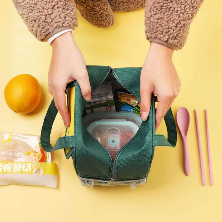 Portable Lunch Bag Bento Box Carrying Case Cute Cartoon Insulated Picnic Bag, Color: Green