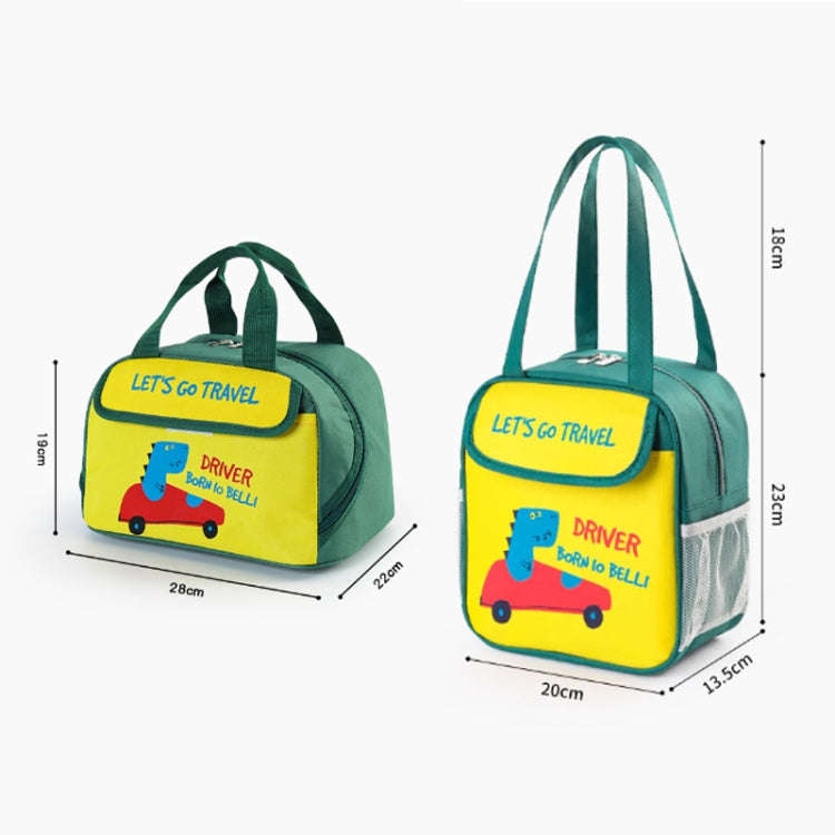 Portable Lunch Bag Bento Box Carrying Case Cute Cartoon Insulated Picnic Bag, Color: Green