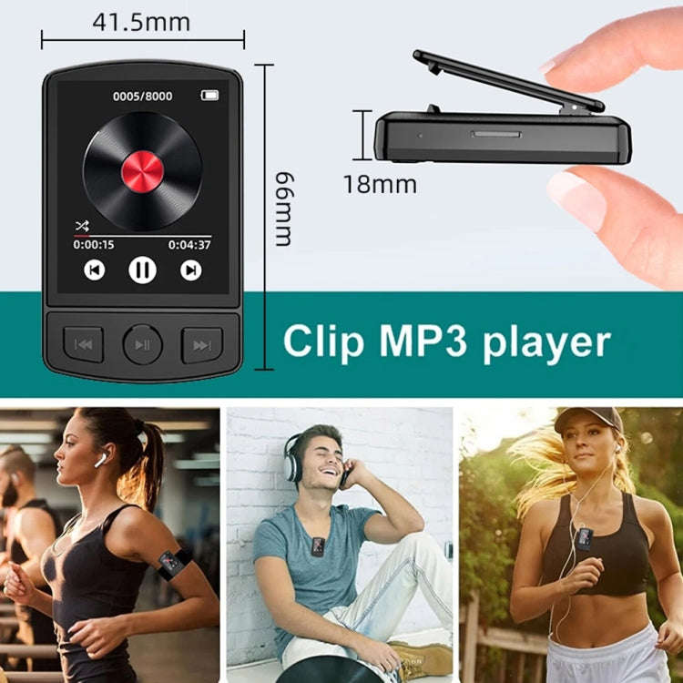 64GB 1.8-Inch Color Screen Recording MP3/MP4 Sports Bluetooth Walkman With Back Clip