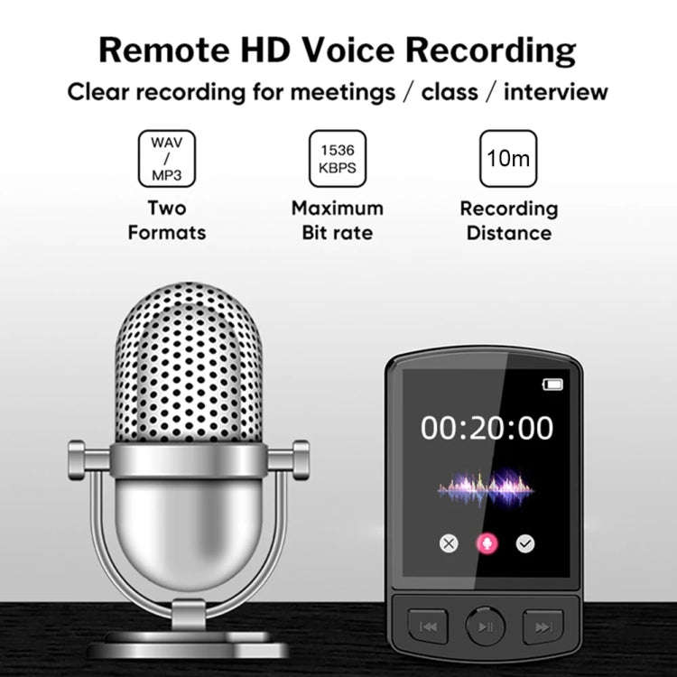 64GB 1.8-Inch Color Screen Recording MP3/MP4 Sports Bluetooth Walkman With Back Clip
