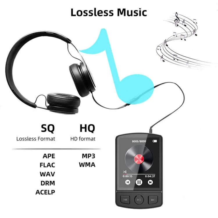 64GB 1.8-Inch Color Screen Recording MP3/MP4 Sports Bluetooth Walkman With Back Clip